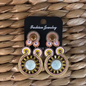 Colorful Beaded Statement Earrings